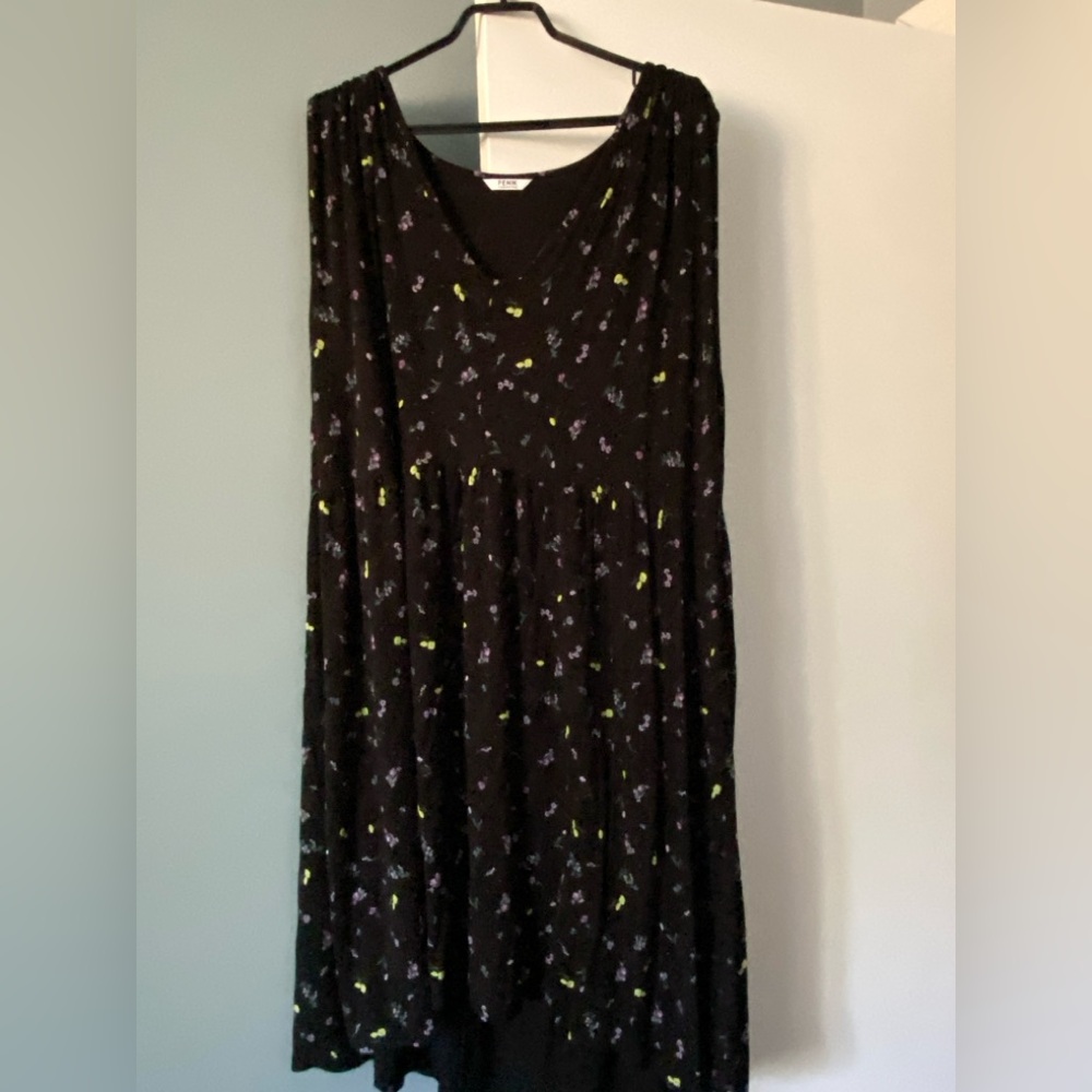 Black Sleeveless Dress with Floral Print
